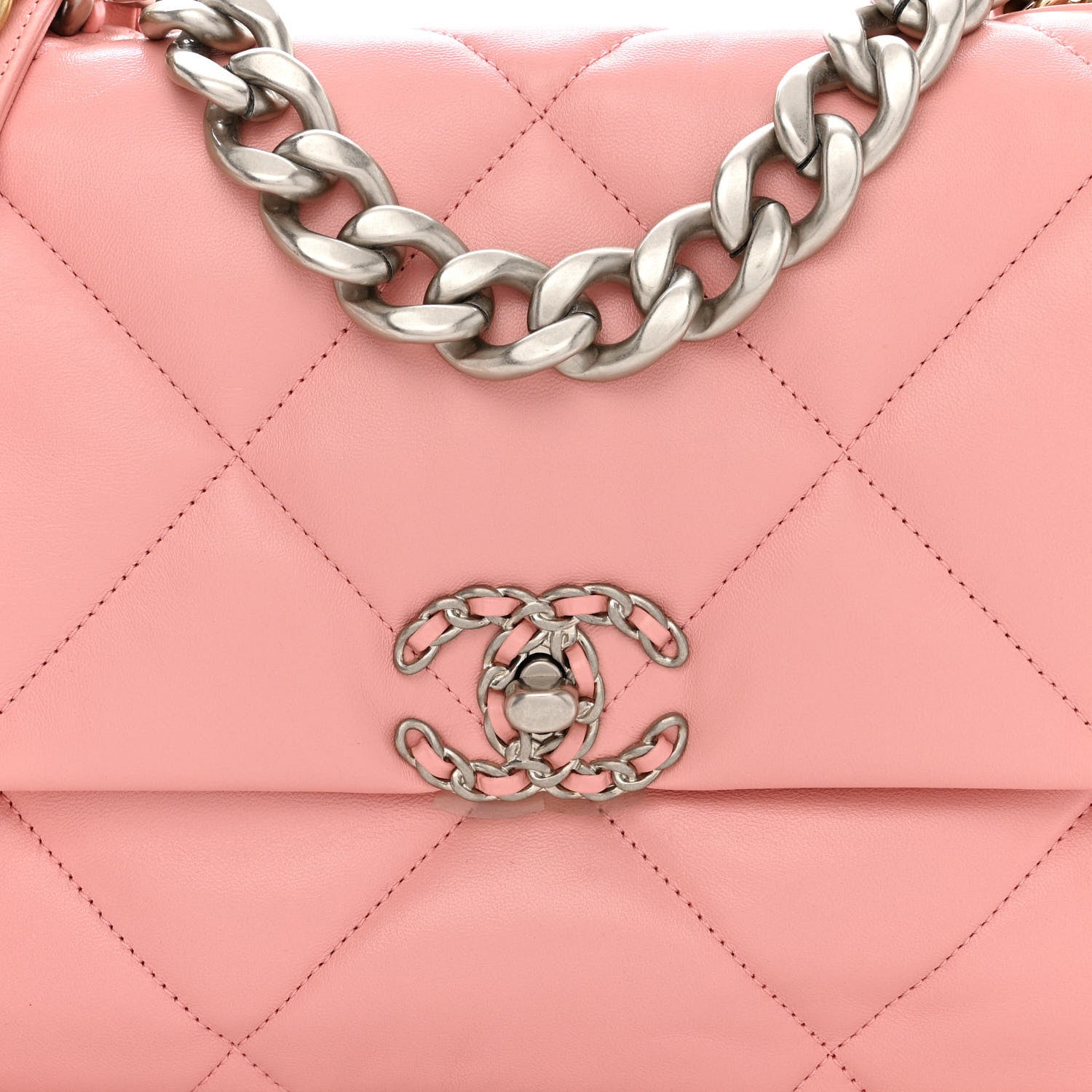 Chanel Lambskin Quilted Large Chanel 19 Flap Light Pink 8 of 10