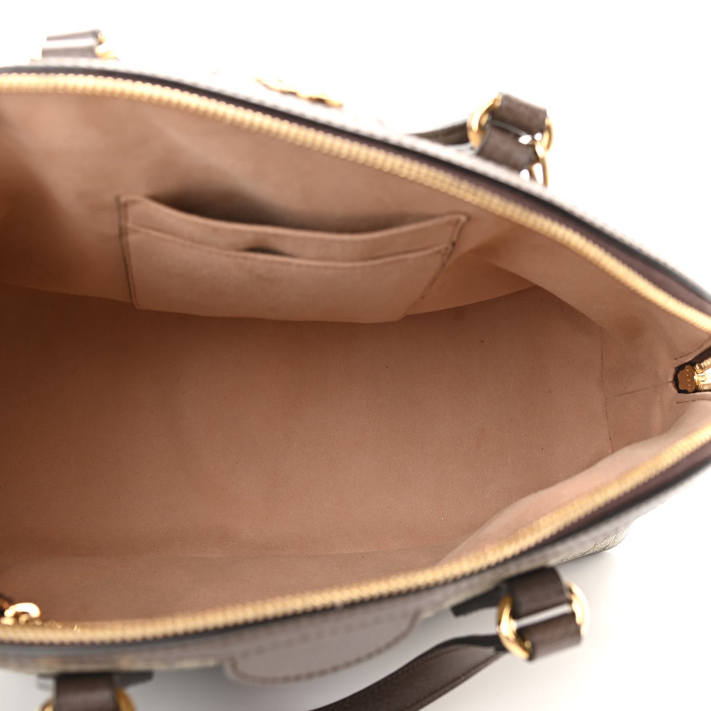GG Supreme Monogram Web Medium Ophidia Top Handle Dome Bag Brown