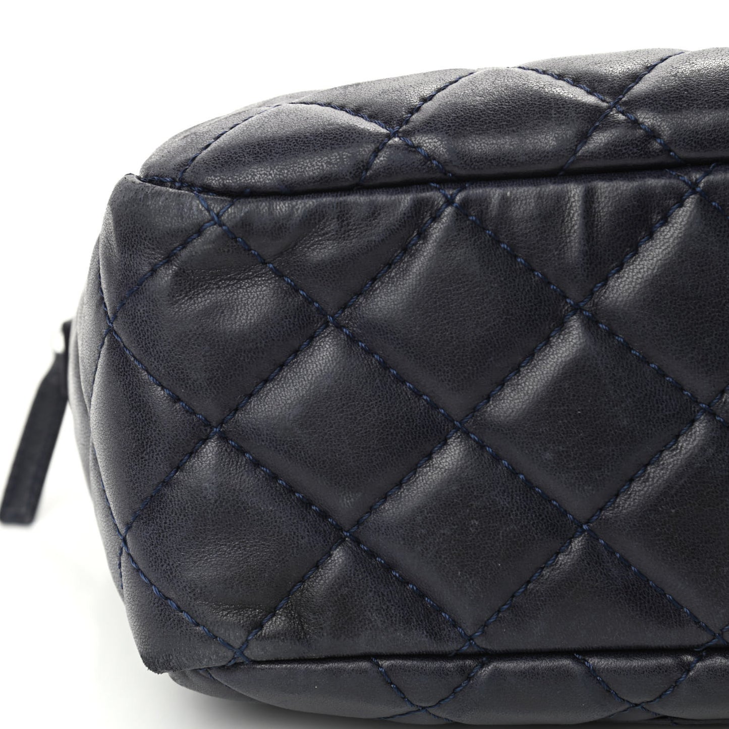 Lambskin Quilted Medium Camera Case Dark Navy Blue