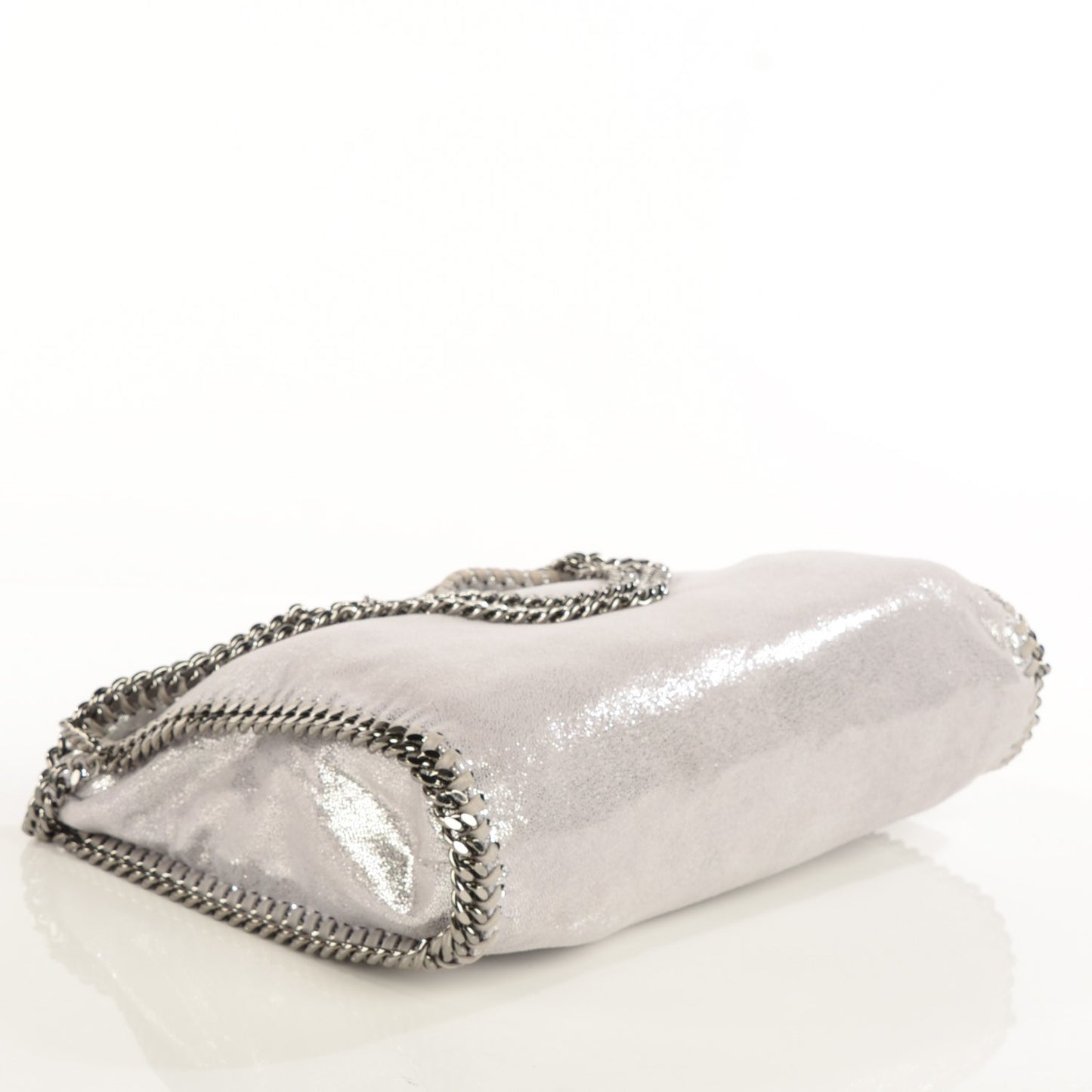 Shaggy Deer Falabella Fold Over Tote Silver