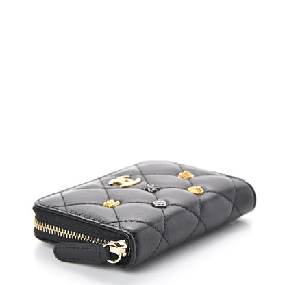 Chanel Lambskin Lucky Charms Zip Coin Purse Black 4 of 8