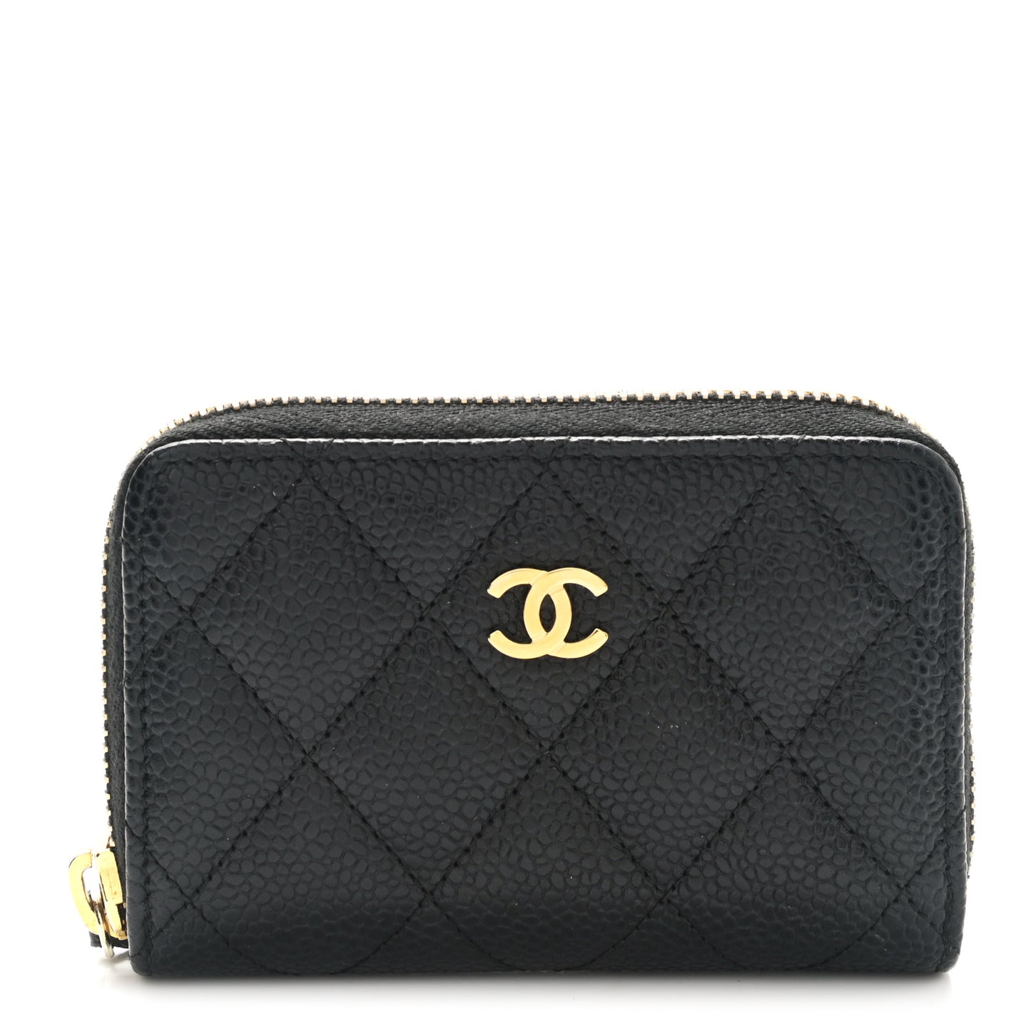 Caviar Quilted Zip Coin Purse Black