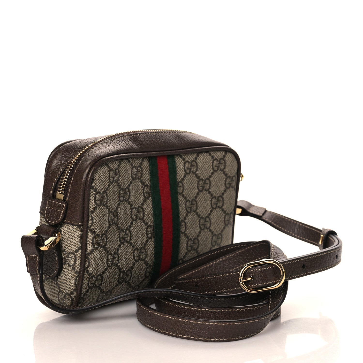 Gucci GG Supreme Monogram Web Mini Ophidia Shoulder Bag Brown 3 of 11