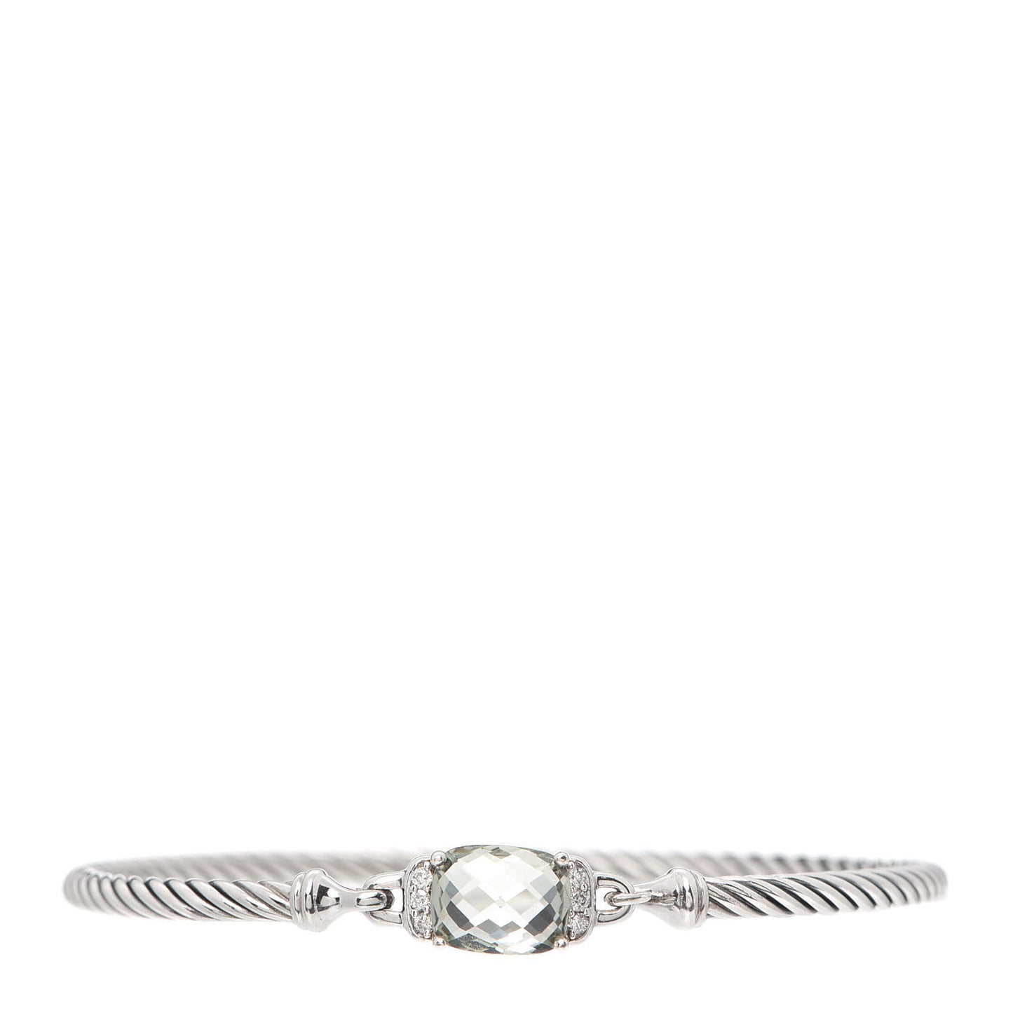 Sterling Silver Diamond Prasiolite 3mm Petite Wheaton Bracelet
