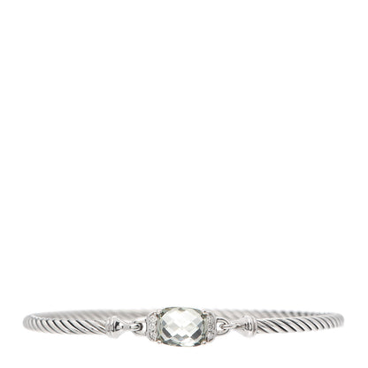 David Yurman Sterling Silver Diamond Prasiolite 3mm Petite Wheaton Bracelet 1 of 5