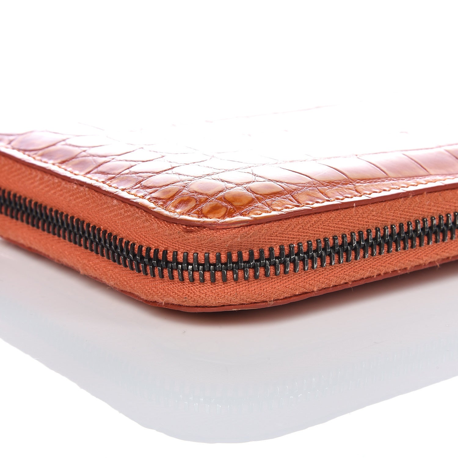Bottega Veneta Shiny Crocodile Zip Around Wallet Orange 18 of 20