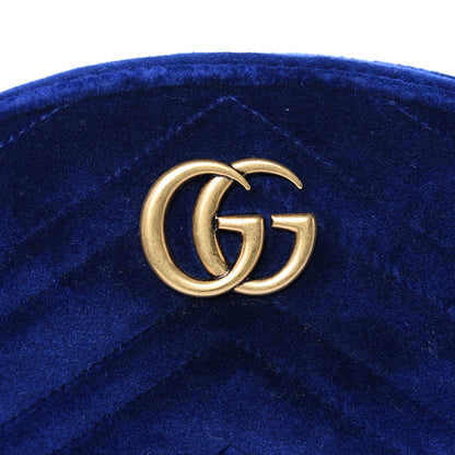 Gucci Velvet Matelasse GG Marmont Belt Bag 85 34 Cobalt Blue 8 of 10