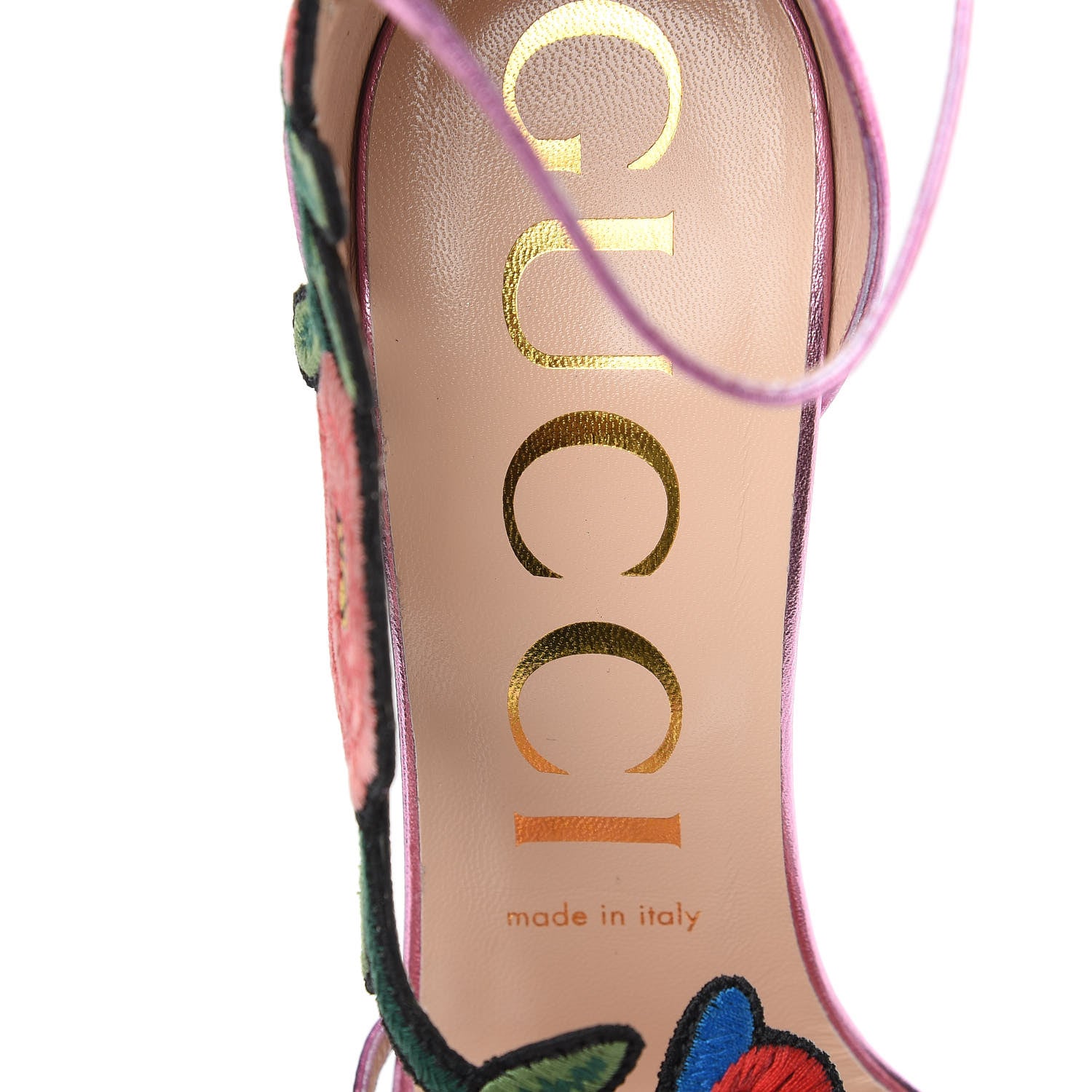 Gucci Metallic Nappa Ophelia High Heel Sandals 39.5 Rosa 7 of 9