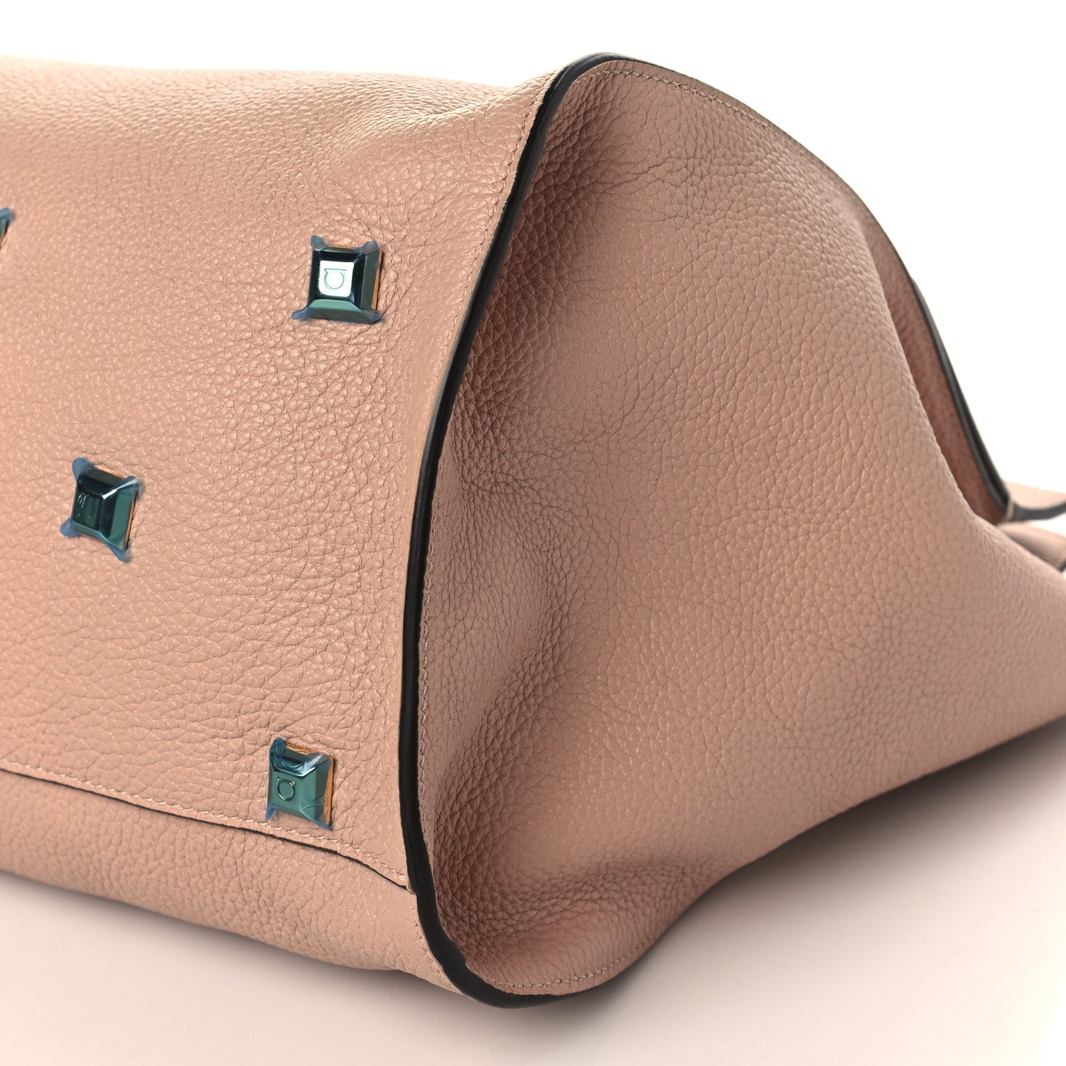 Salvatore Ferragamo Hammered Calfskin Medium Studio Top Handle Bag Beige 8 of 10