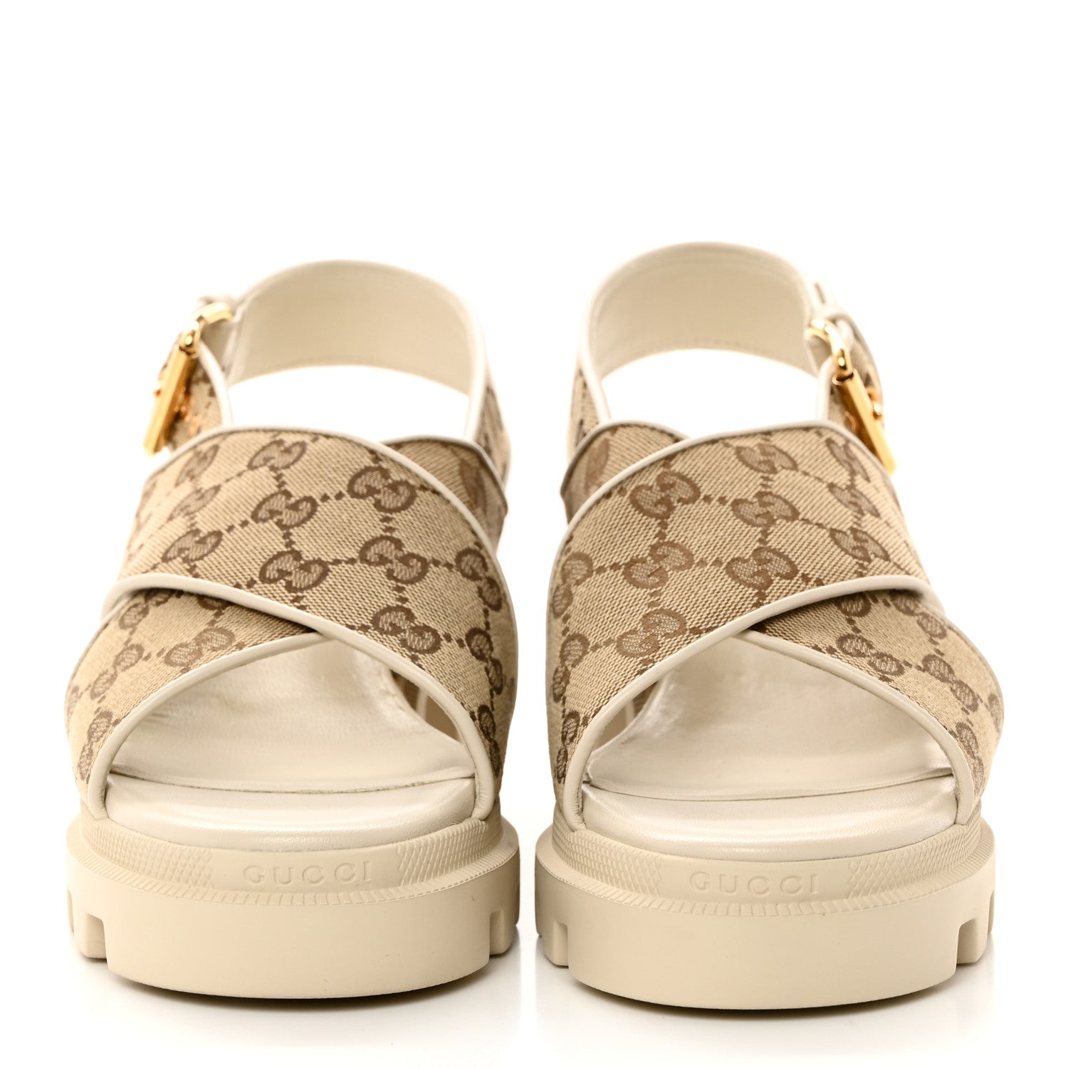 Gucci Monogram Granada Kid Trip 40/72mm Lug Sole Sandals 39.5 Beige Ebony Mystic White 2 of 9