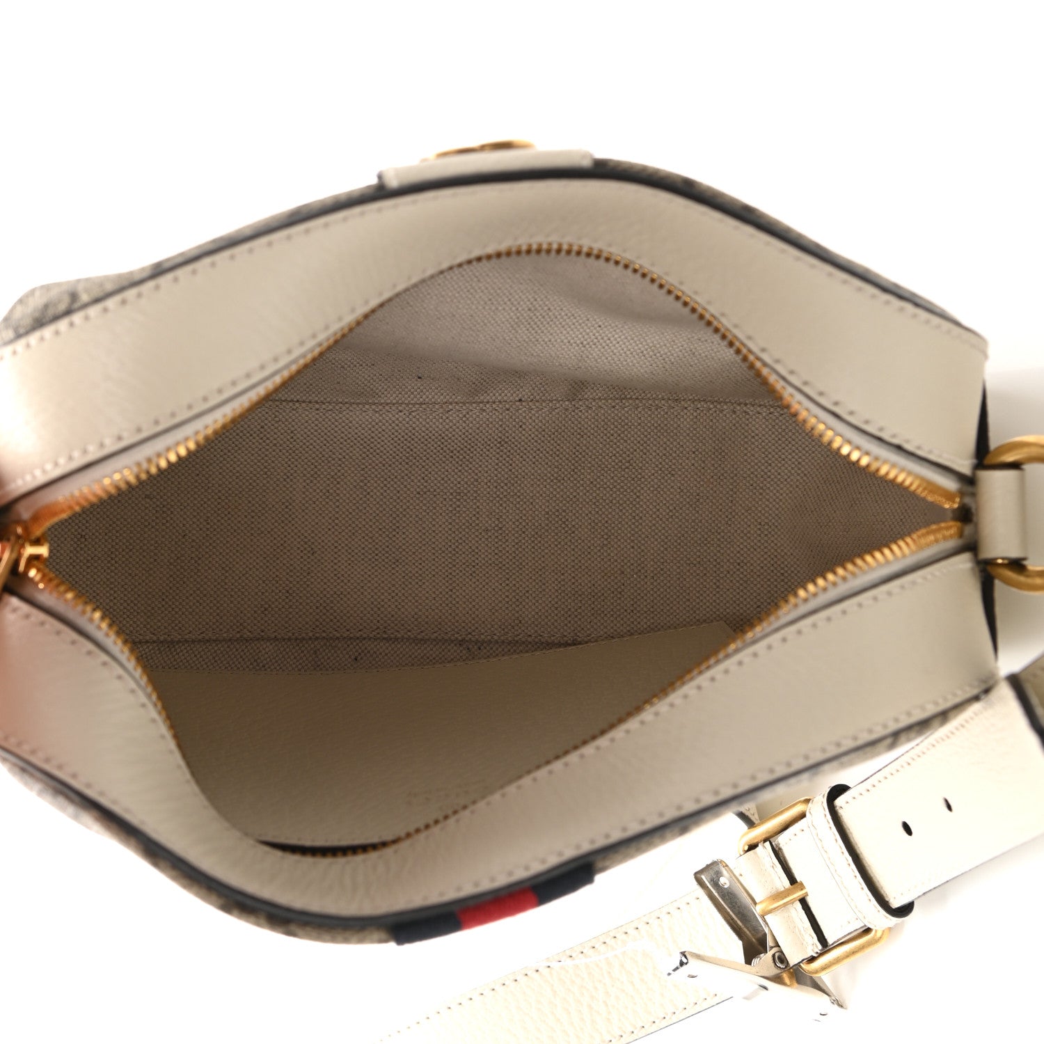 Gucci GG Supreme Monogram Textured Calfskin Web Small Ophidia Camera Bag Beige Ebony Mystic White 5 of 10