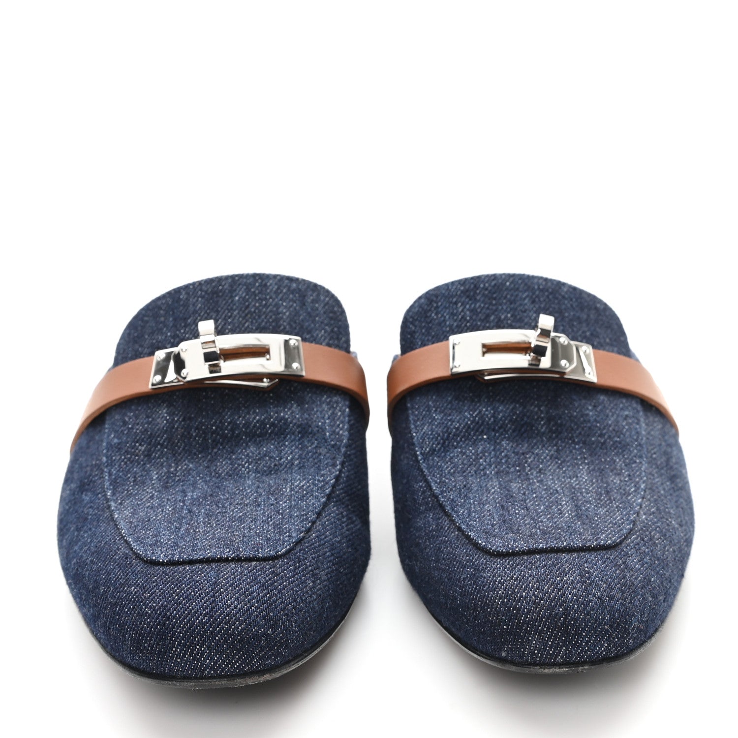 Hermes Calfskin Denim Oz Mules 37 Bleu Brut Gold 3 of 9
