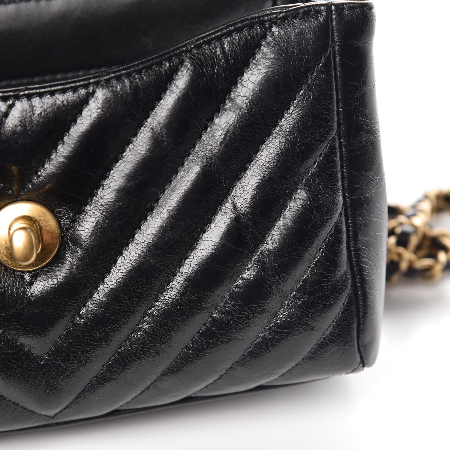 Chanel Glazed Calfskin Chevron Quilted Small Hampton Flap Black 10 of 11