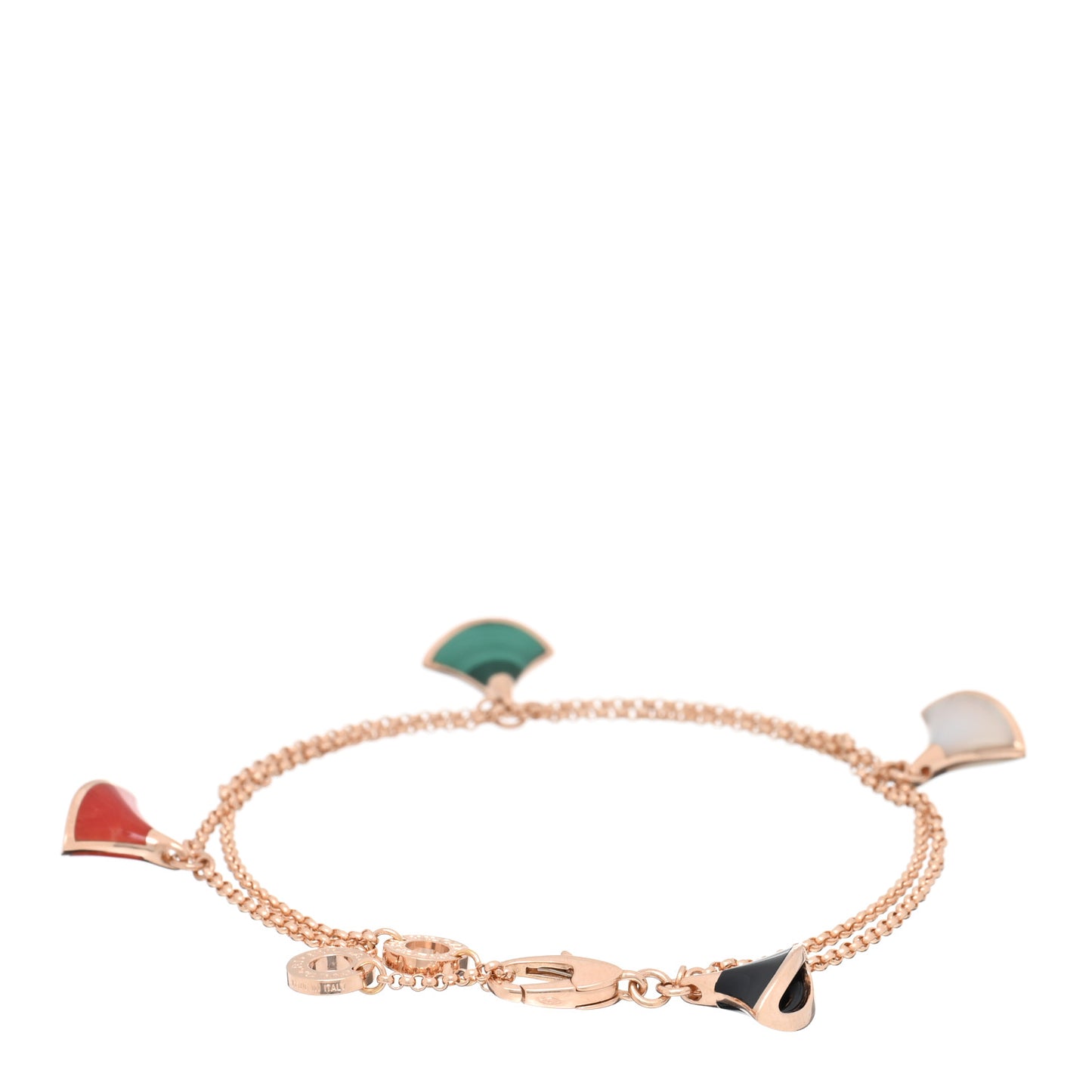 18K Rose Gold Mother of Pearl Malachite Black Onyx Carnelian Divas' Dream Bracelet