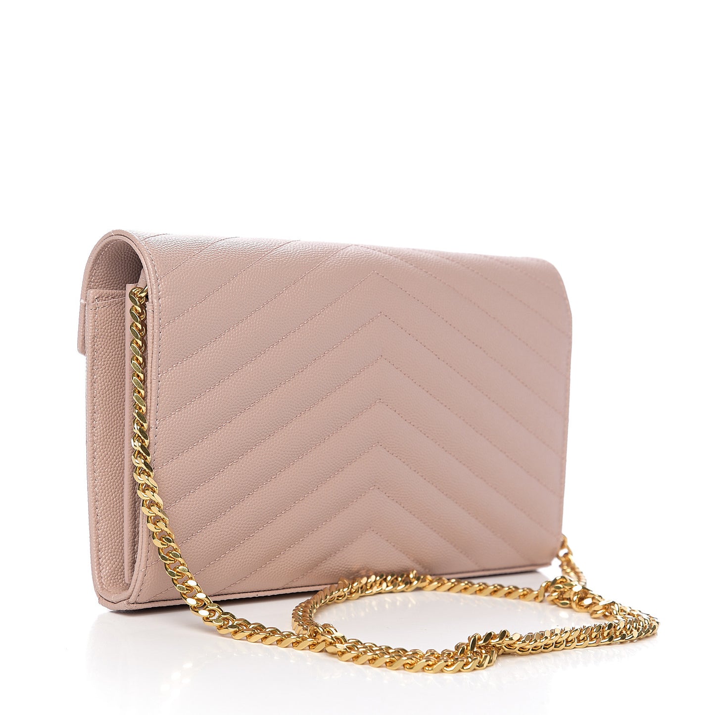 Grain De Poudre Matelasse Chevron Monogram Chain Wallet Pale Pink