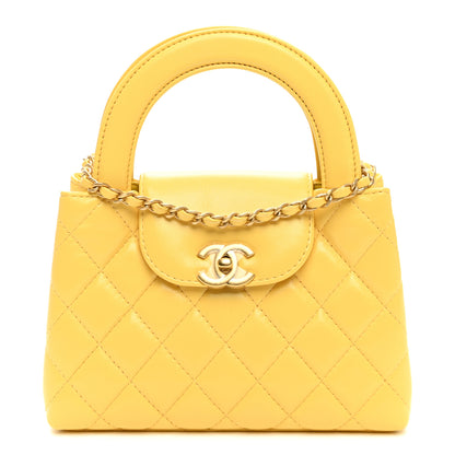 Chanel Shiny Aged Calfskin Quilted Nano Kelly Shopper Light Yellow 1 of 10