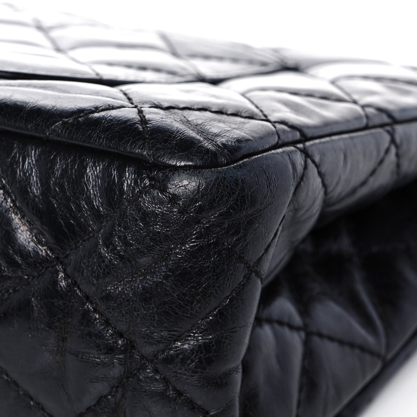 Glazed Aged Calfskin Quilted 2.55 Reissue 227 Flap Dark Navy