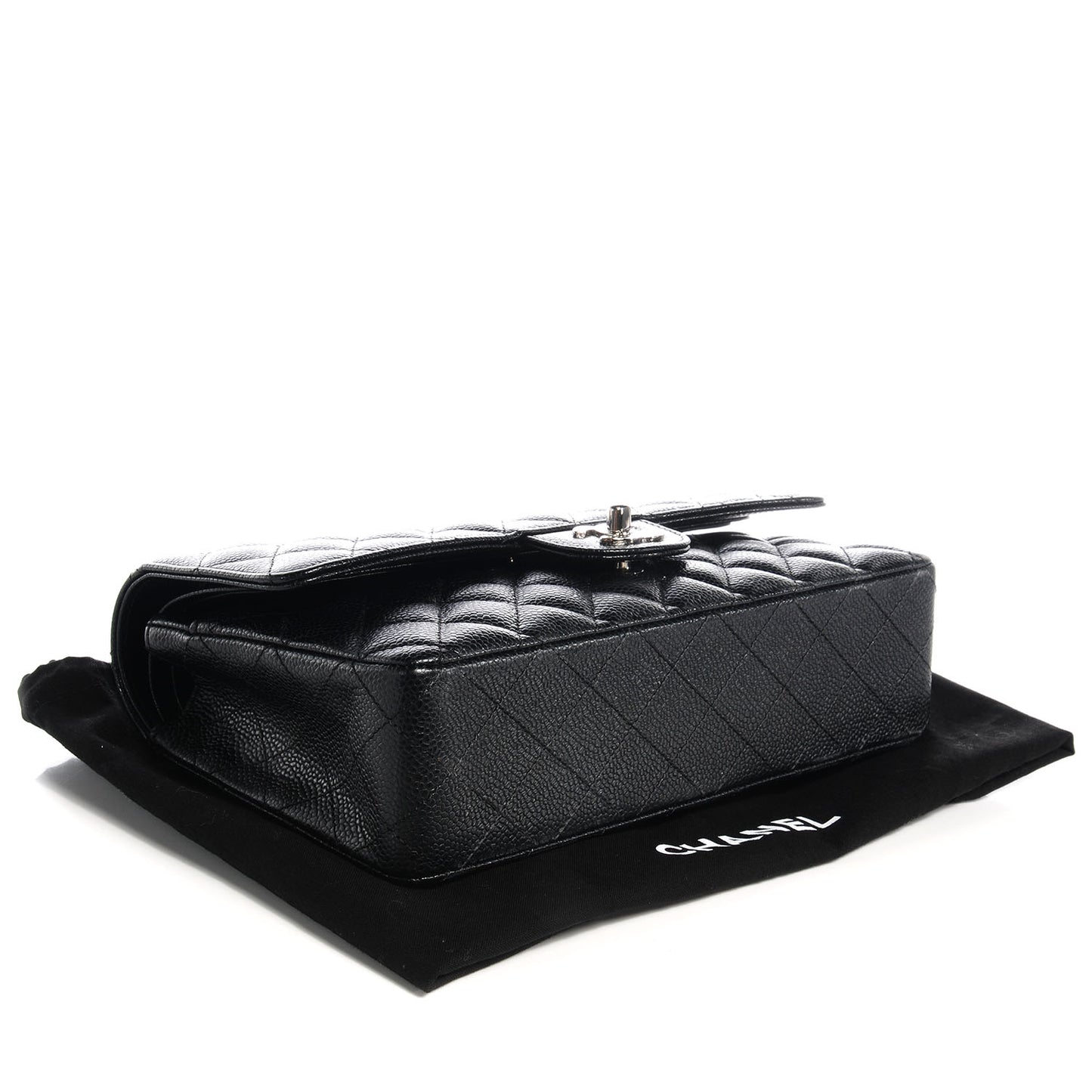 Caviar Quilted Medium Double Flap Black