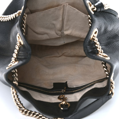 Gucci Pebbled Calfskin Medium Soho Chain Shoulder Bag Black 5 of 13
