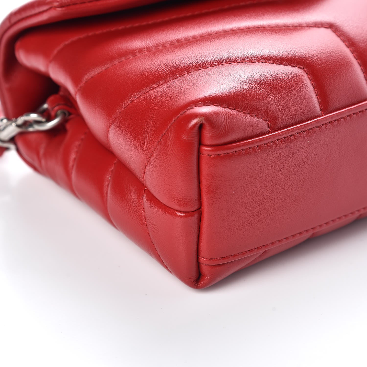 Saint Laurent Calfskin Y Quilted Monogram Toy Loulou Crossbody Bag Red 8 of 9