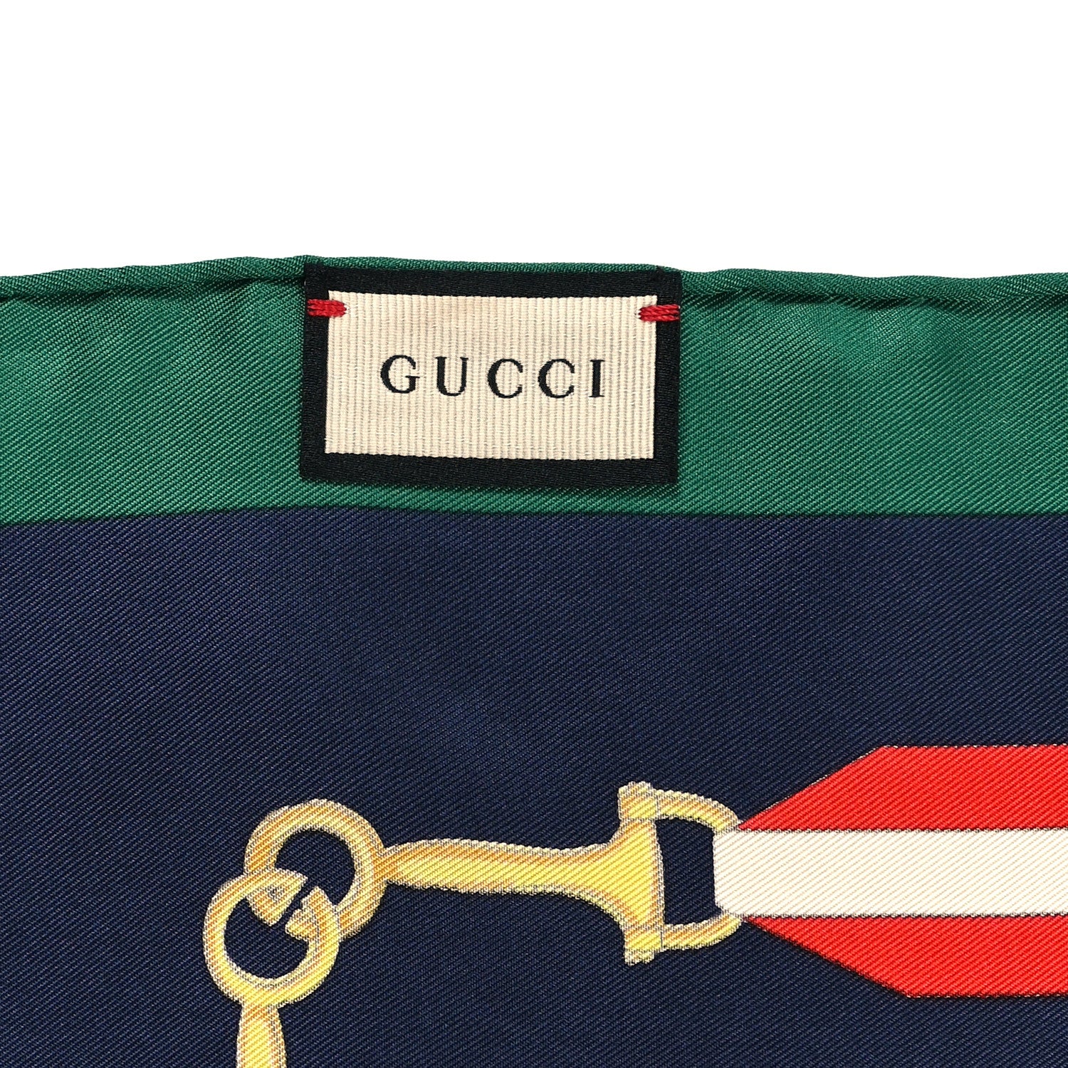 Gucci Silk Horsebit Stripe Scarf Red Green 3 of 3