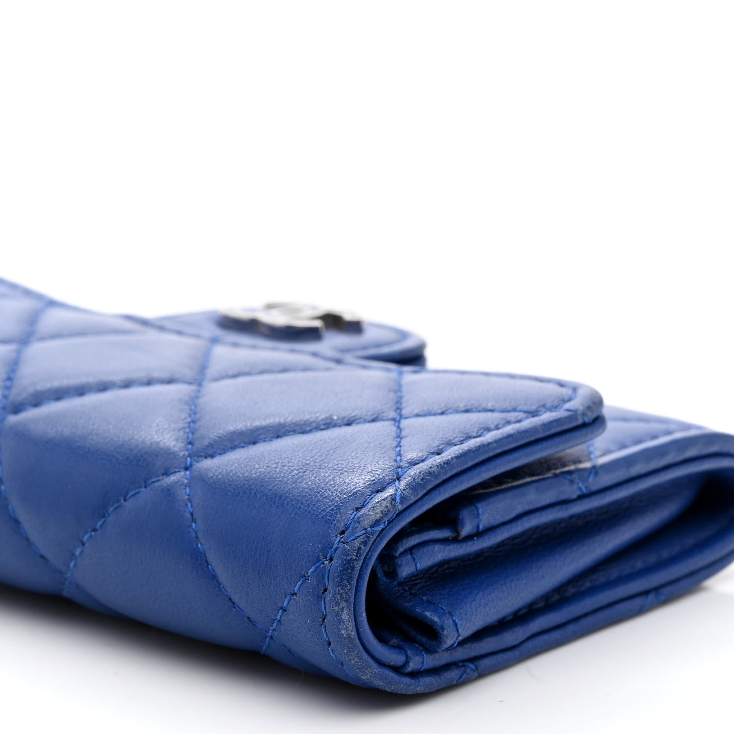 Chanel Lambskin Quilted Flap Card Holder Royal Blue 12 of 14