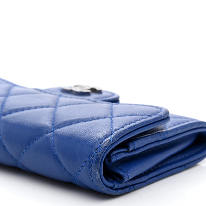 Chanel Lambskin Quilted Flap Card Holder Royal Blue 12 of 14