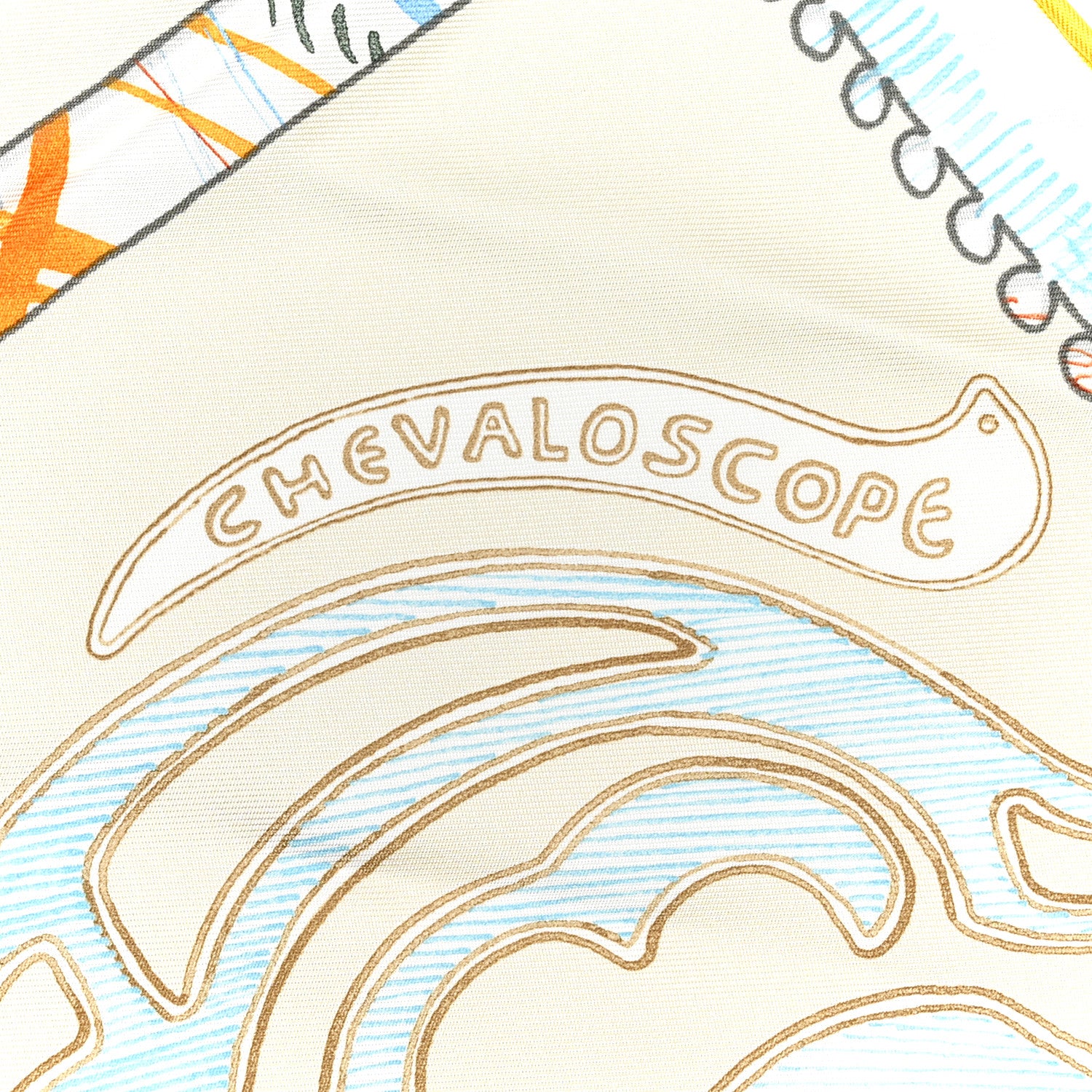 Hermes Silk Chevaloscope Scarf 90 White Bleu Multicolor 5 of 6