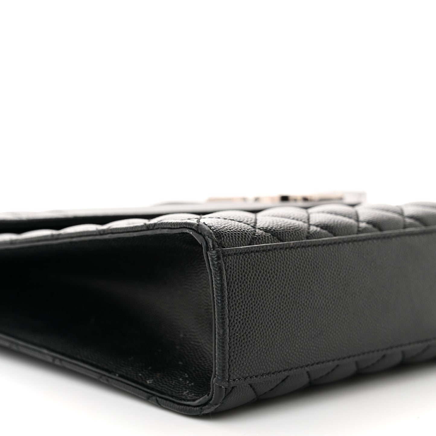 Grain De Poudre Textured Mixed Matelasse Large Triquilt Monogram Satchel Black