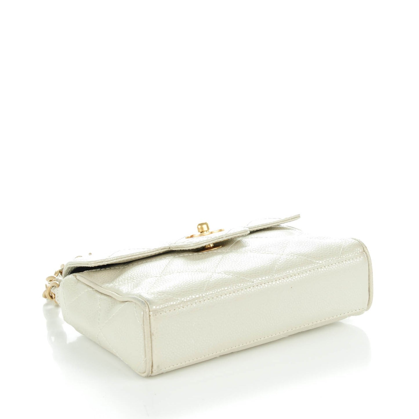 Caviar Quilted Mini Evening Bag Pearl