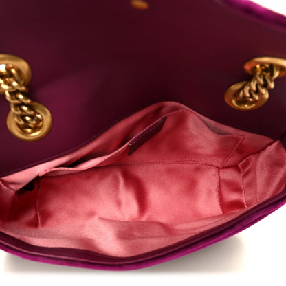 Gucci Velvet Matelasse Mini GG Marmont Shoulder Bag Fuchsia Violet Cyclamen 5 of 11