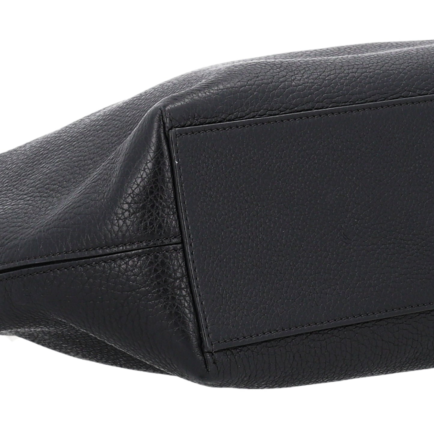 Grained Calfskin Small Rockstud Shoulder Tote Black