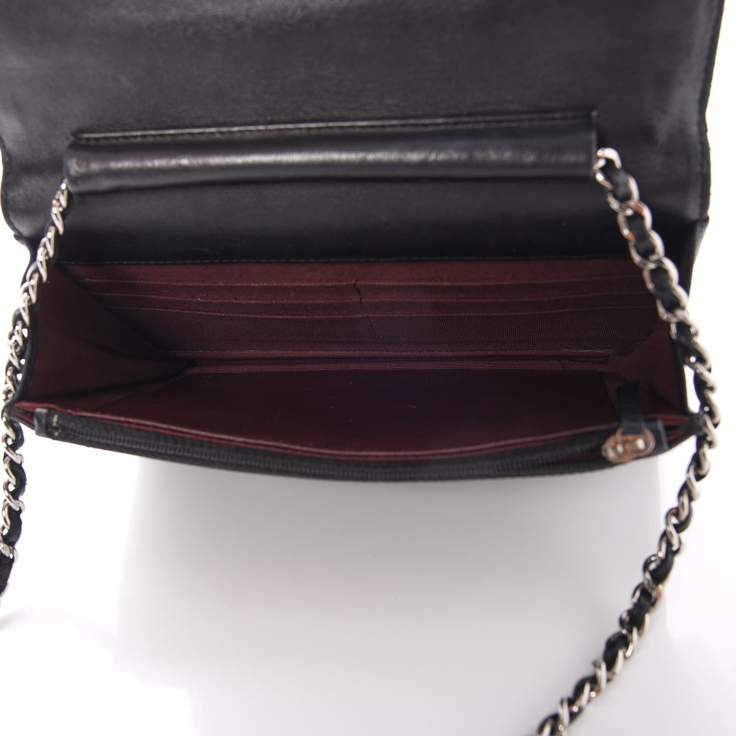 Lambskin Quilted Wallet On Chain WOC Black