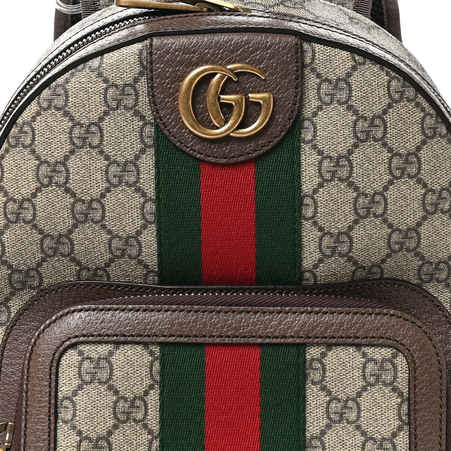 Gucci GG Supreme Monogram Calfskin Web Small Ophidia Day Backpack Beige Ebony New Acero 8 of 10