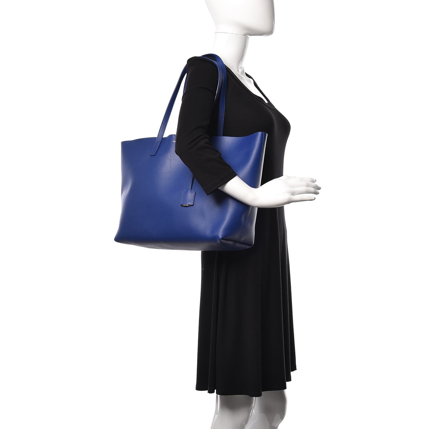Saint Laurent Calfskin Large Shopping Tote Flash Blue 2 of 11