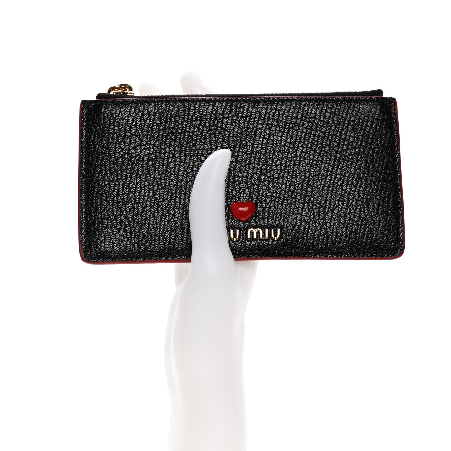 Goatskin Madras Love Zip Card Holder Black