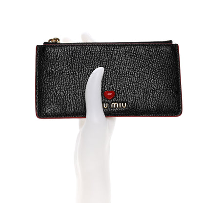 Miu Miu Goatskin Madras Love Zip Card Holder Black 2 of 8