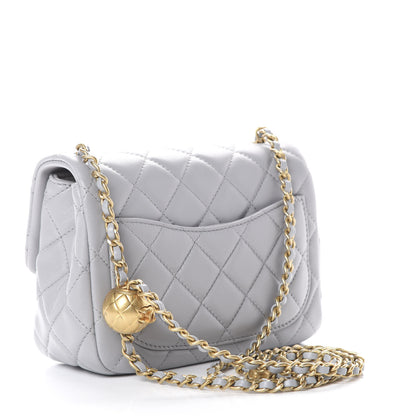 Chanel Lambskin Quilted Mini Pearl Crush Flap Light Grey 2 of 10
