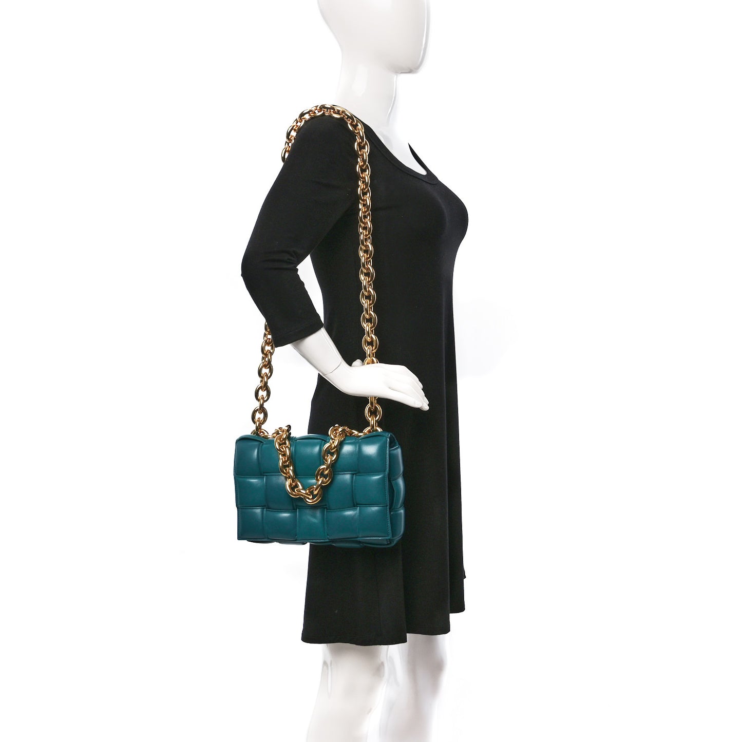 Lambskin Maxi Intreccio Padded Chain Cassette Crossbody Bag Mallard