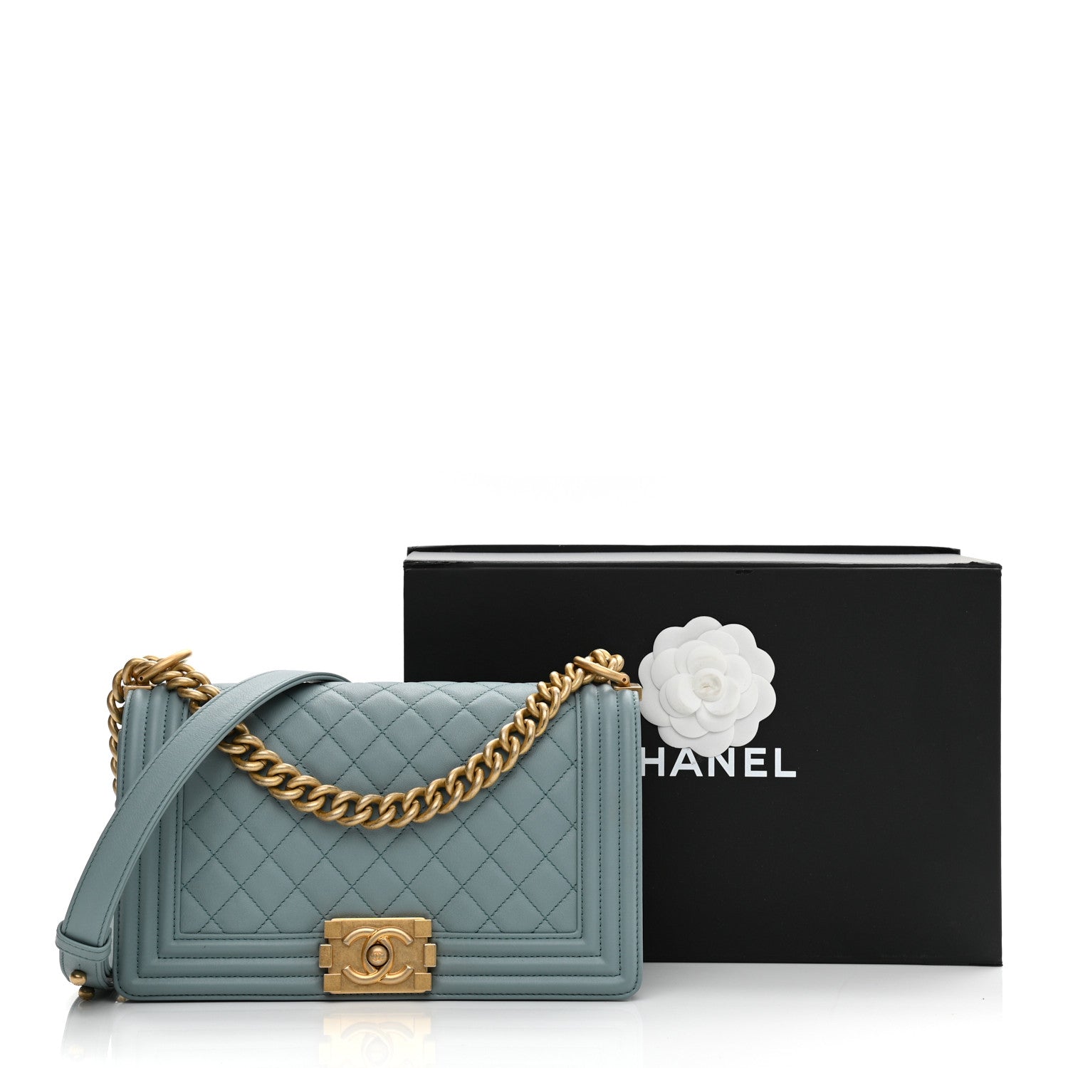Chanel Calfskin Quilted Medium Boy Flap Light Blue 9 of 9