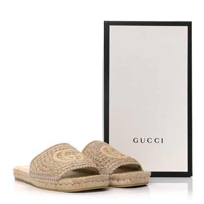 Gucci Juta Nappa GG Mens Slide Sandals 10.5 Natural Oatmeal 14 of 14