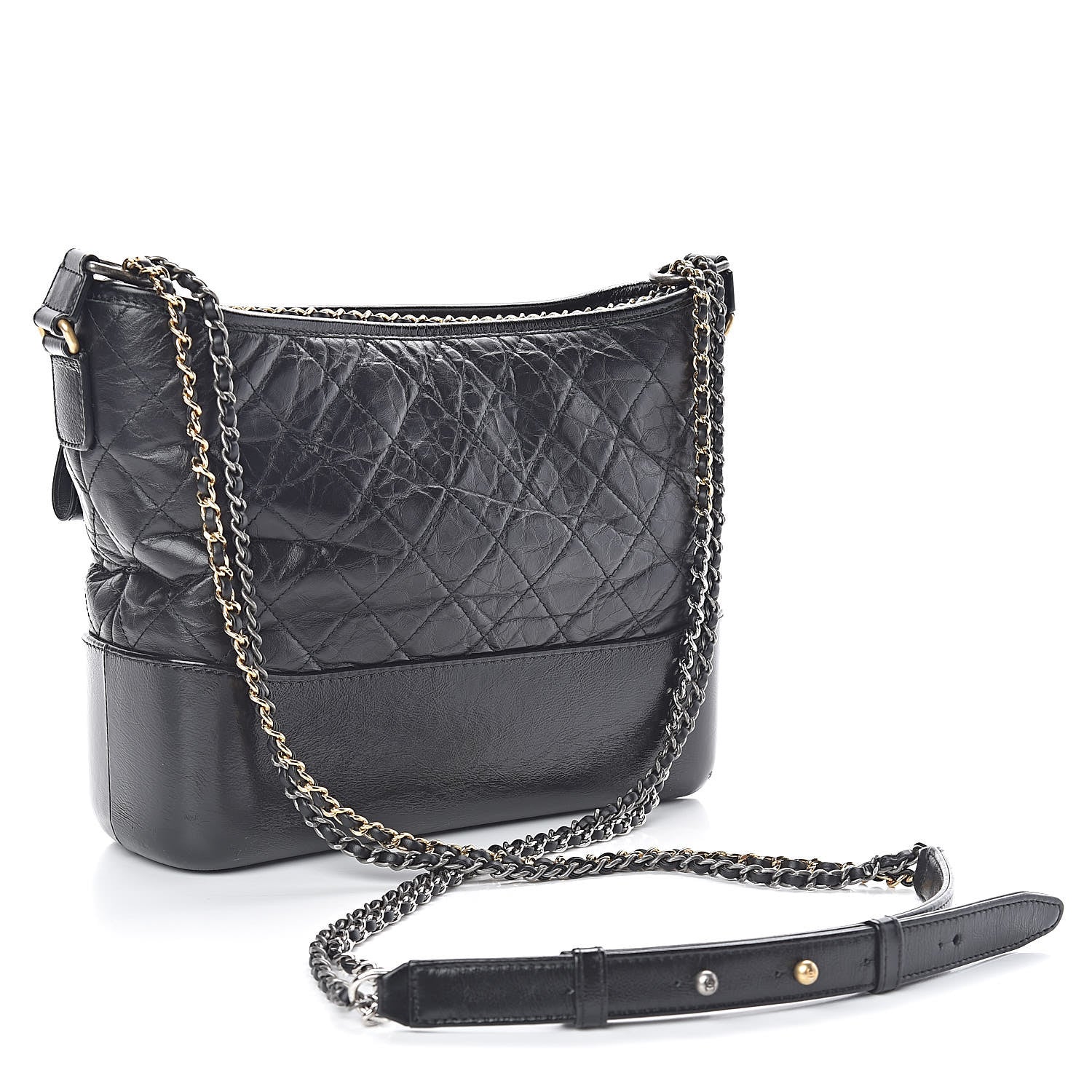 Chanel Aged Calfskin Quilted Medium Gabrielle Hobo Black 3 of 12