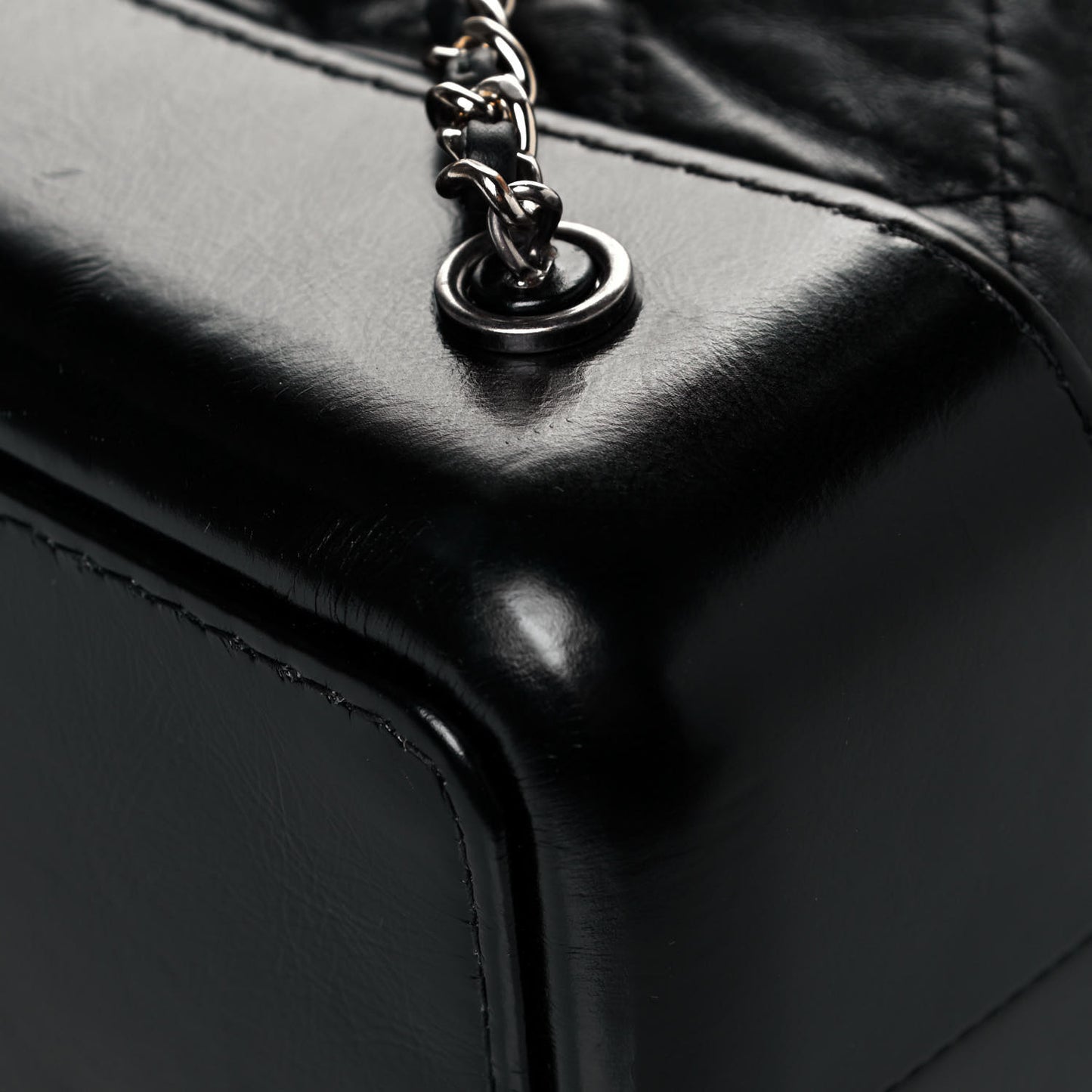 Aged Calfskin Quilted Gabrielle Backpack Black