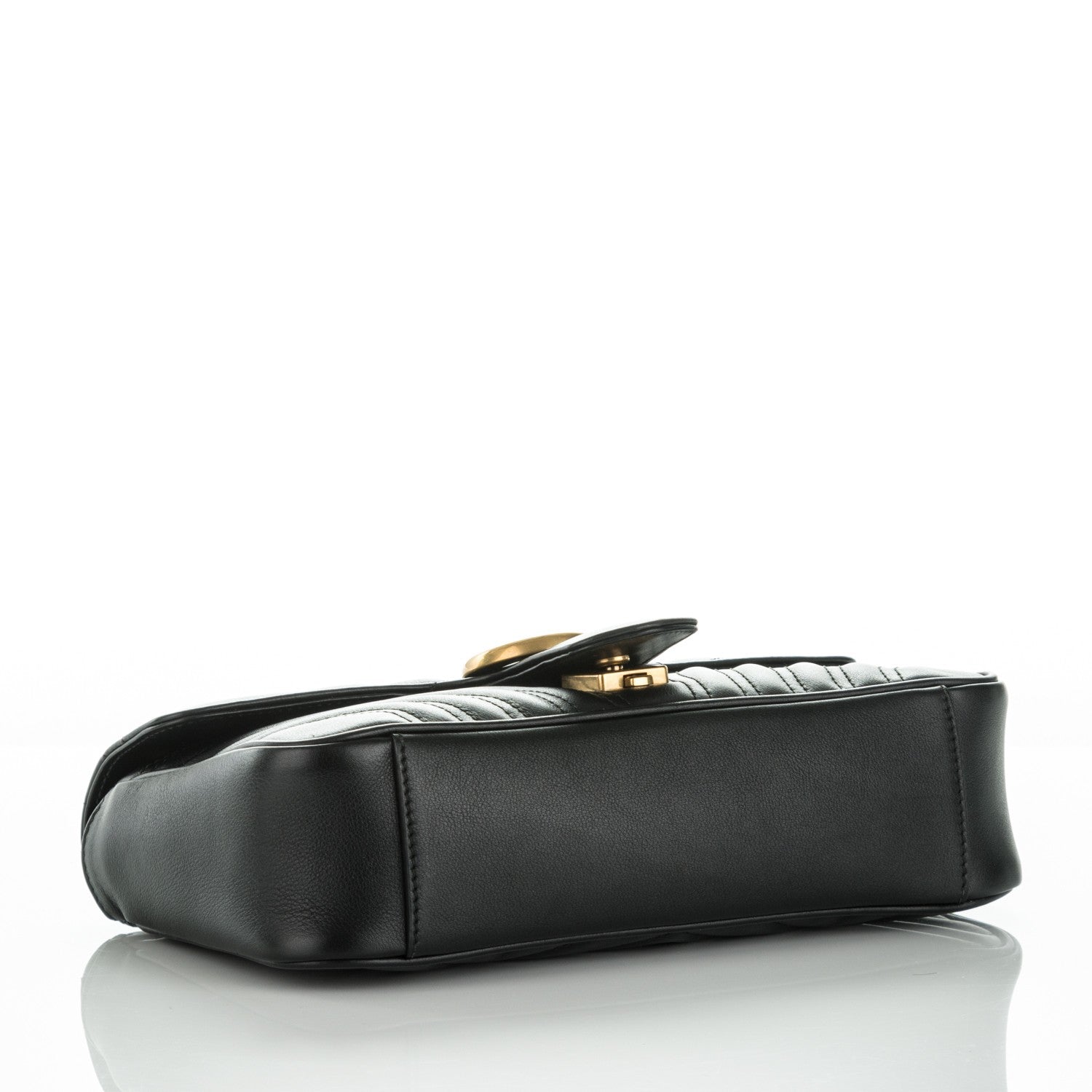 Gucci Calfskin Matelasse Small GG Marmont Shoulder Bag Black 4 of 7