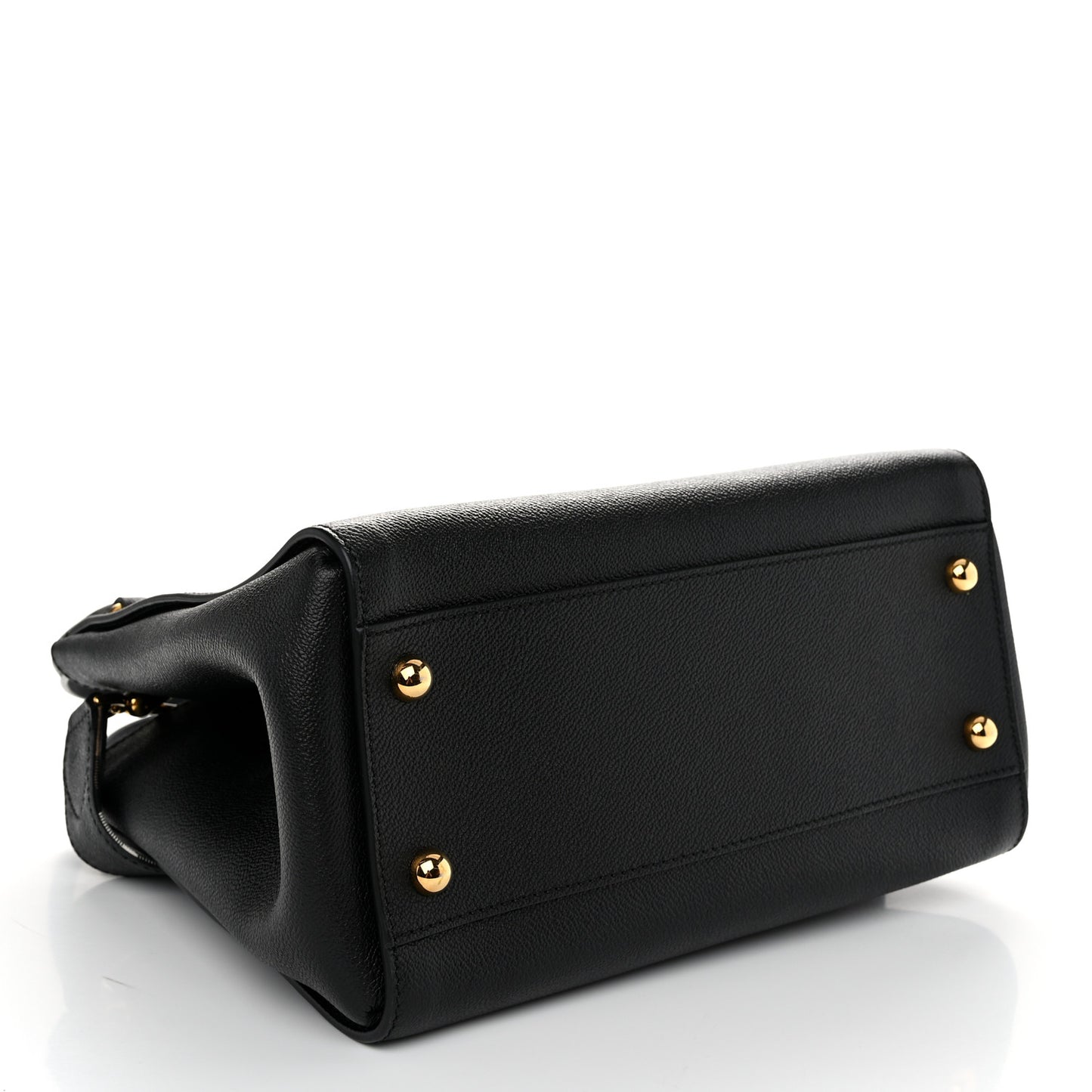 Soft Grain Calfskin Medium Buckle Tote Black