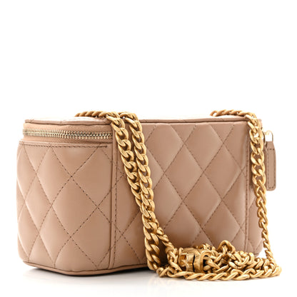 Chanel Lambskin Quilted Pearl Crush Small Vanity Case With Chain Beige 3 of 11