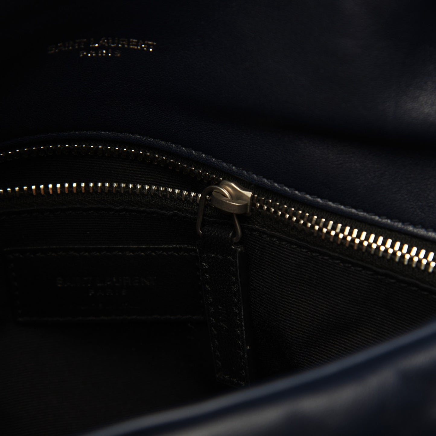 Lambskin Quilted Small Loulou Puffer Monogram Chain Satchel Navy