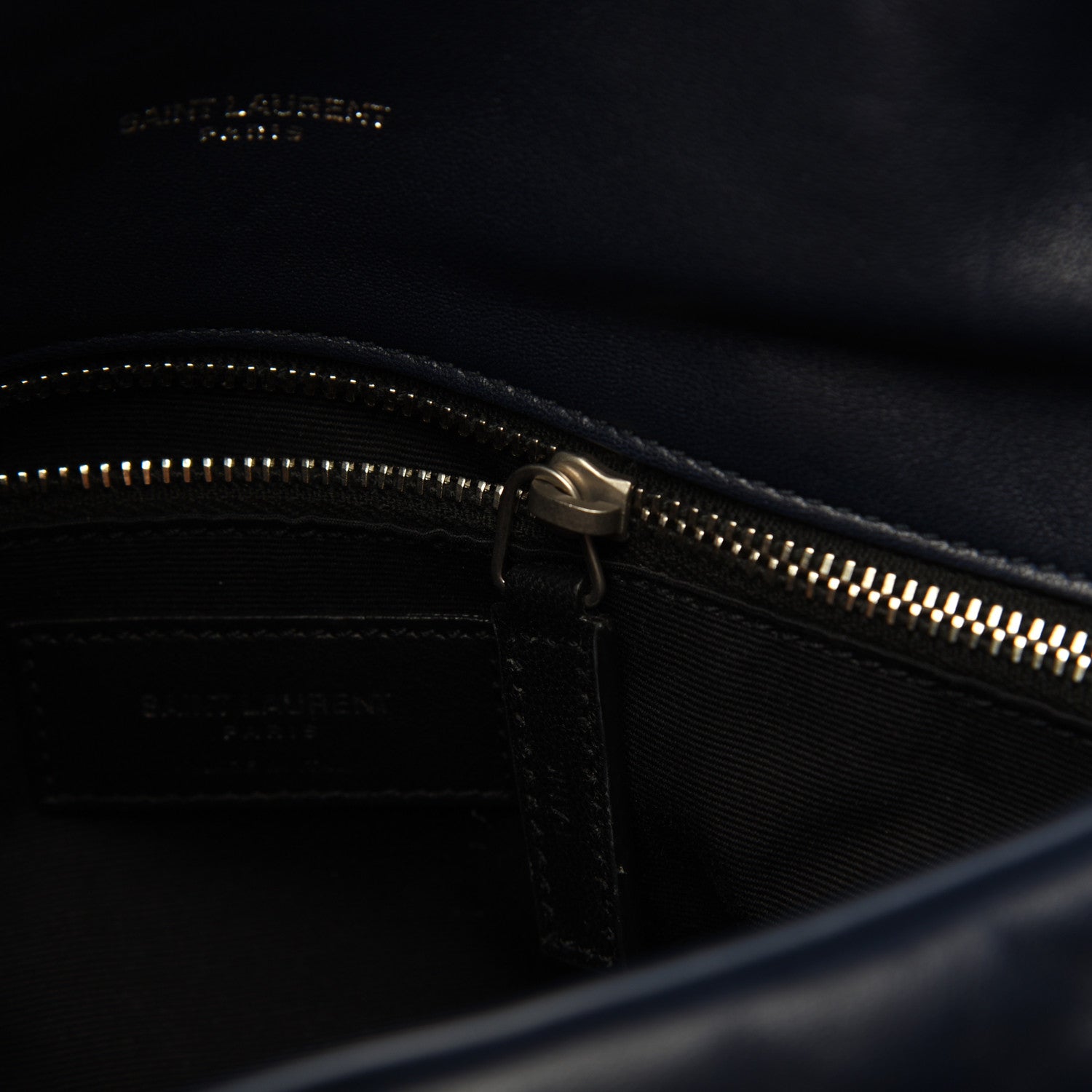 Saint Laurent Lambskin Quilted Small Loulou Puffer Monogram Chain Satchel Navy 11 of 24