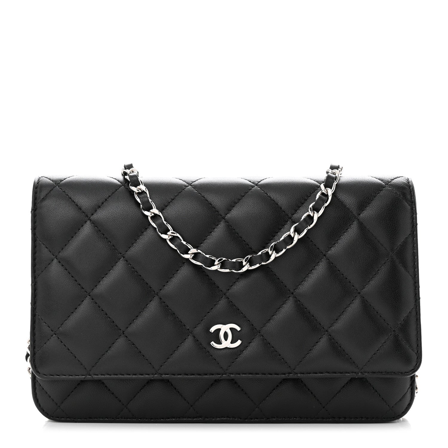 Chanel Lambskin Quilted Wallet On Chain WOC Black 1 of 11