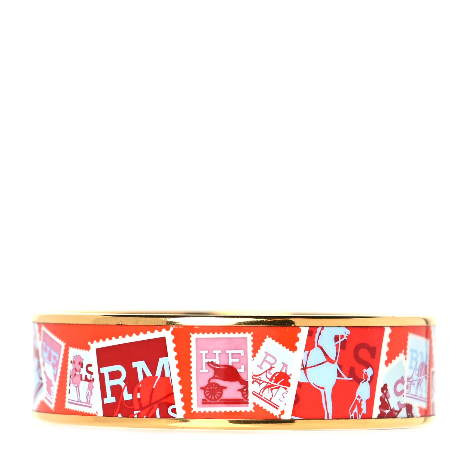 Hermes Enamel Printed De Passage a Paris Wide Bracelet 65 1 of 7